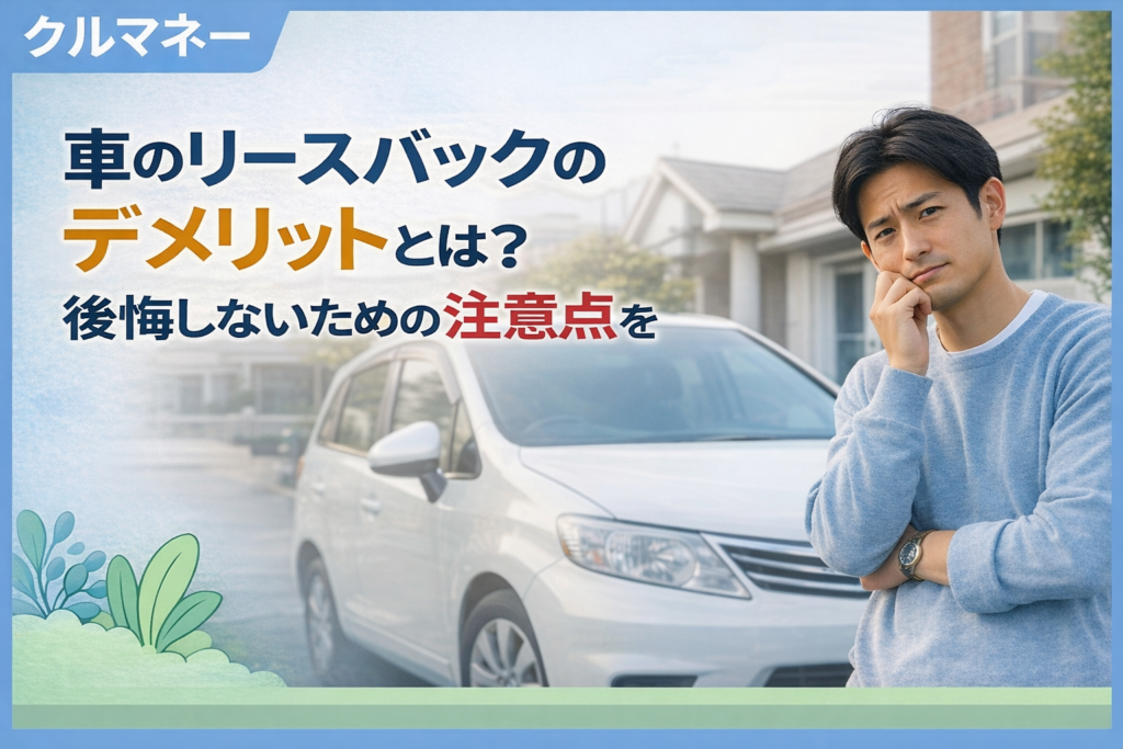 自宅前で車のリースバックのデメリットと注意点を考える男性